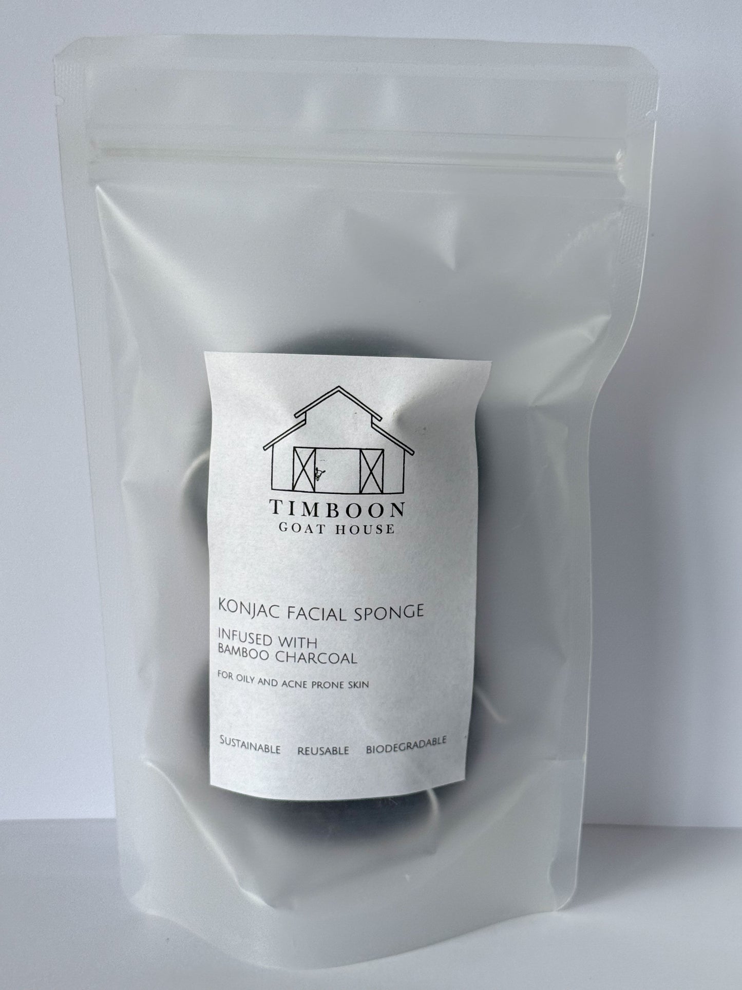 KONJAC FACIAL SPONGE CHARCOAL TWO PACK